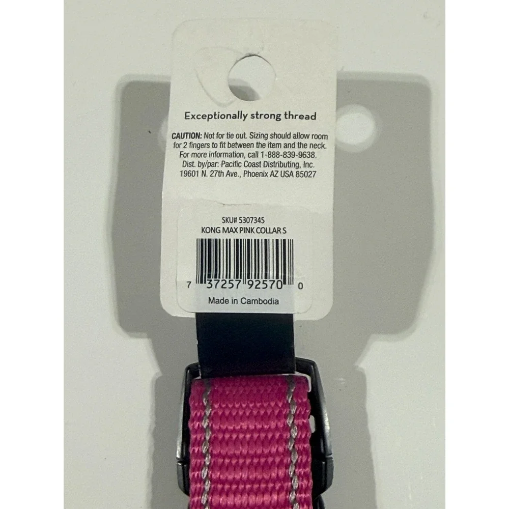 KONG MAX Ultra Durable Pink Dog Collar Small Adjustable Reflective 5307345